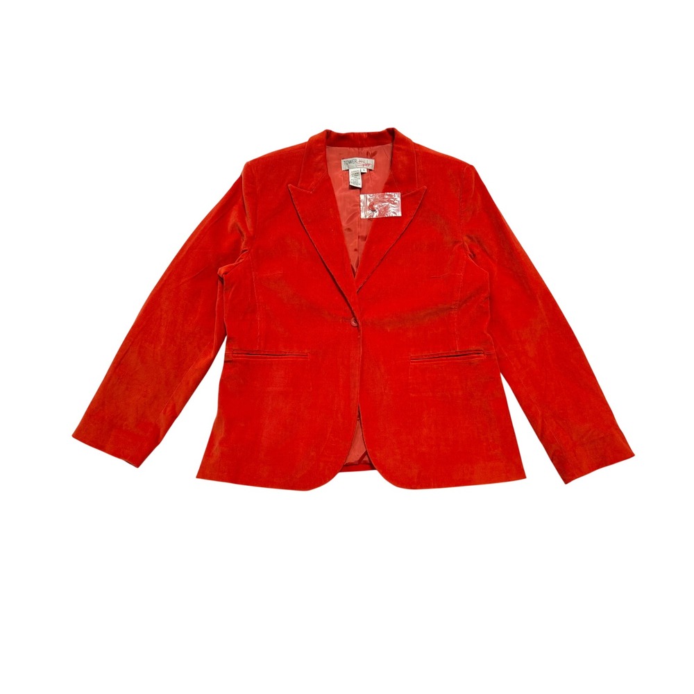 NWT Vintage Tower Hill Sport Blazer Women 16 Red Orange Corduroy Single Button